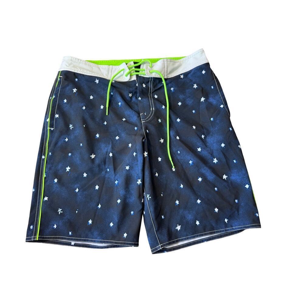 American Eagle Outfitters Men's swim trunks, size M; Blue with stars